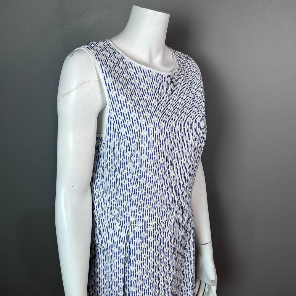 Brooks Brothers dress size 14 summer white blue eyelet preppy professional work - Picture 3 of 13